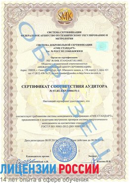 Образец сертификата соответствия аудитора №ST.RU.EXP.00006191-1 Конаково Сертификат ISO 50001